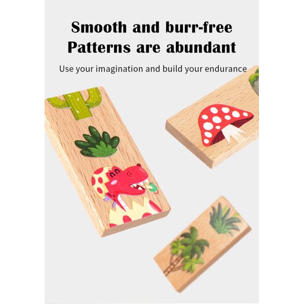 Children's Puzzle Toys Wooden Dinosaur Pairing Puzzle Domino Building Block Toys Game