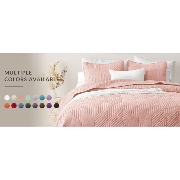 3 Pieces Ultrasonic Quilt Bedding Set, Soft Modern Geometric Coverlet Set for All Seasons