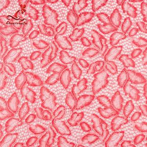 Buy cheap Comfortable Pink Embroidered Lace Fabric Dimensional High Stability product