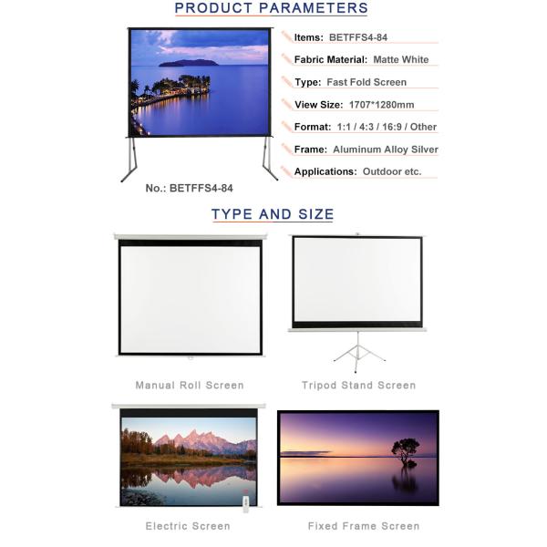 Fast Fold Motorised Projector Screen 84 Inch With Aluminum Alloy Frame