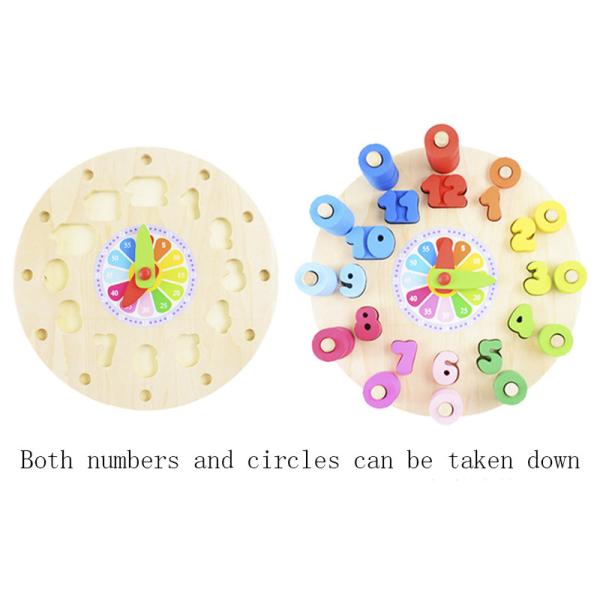 Geometry Clock Wooden Puzzle Numbers Montessori Counting Toy