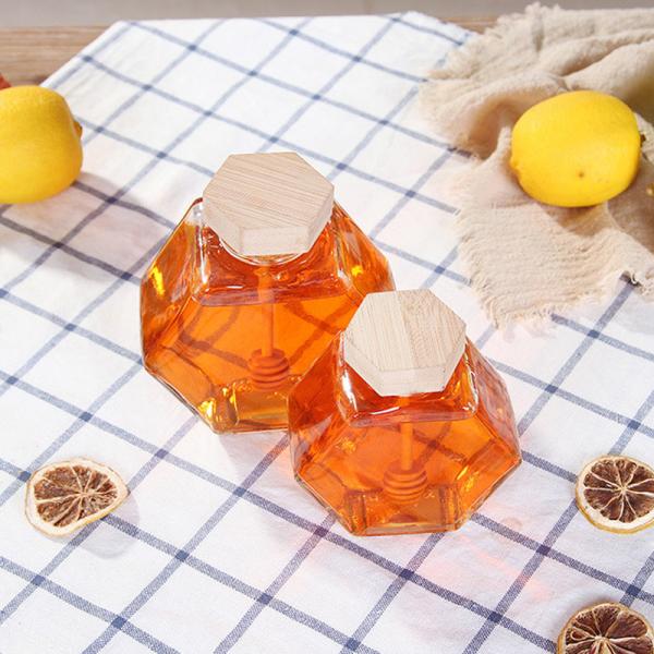 250ml Clear Food Glass Jar Bamboo Lid For Holding Honey Storage