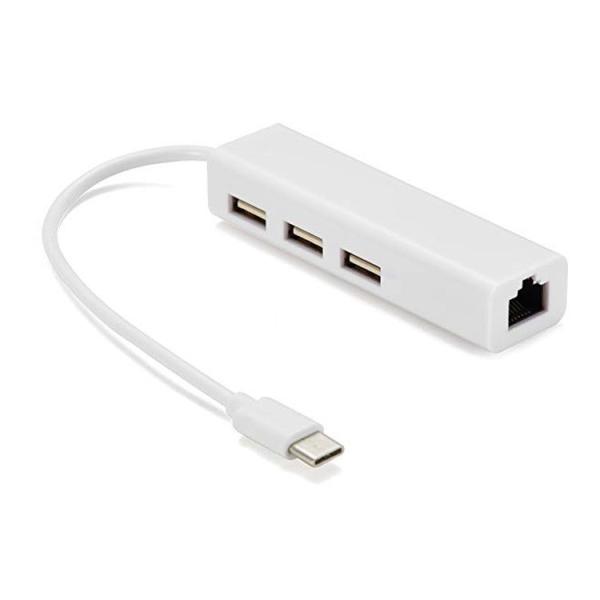 Aluminum Alloy USB 3.1 Type C to Ethernet Adapter With 3 Port USB 3.0 HUB Type-C to RJ45 Network LAN Adapter Converter Cable