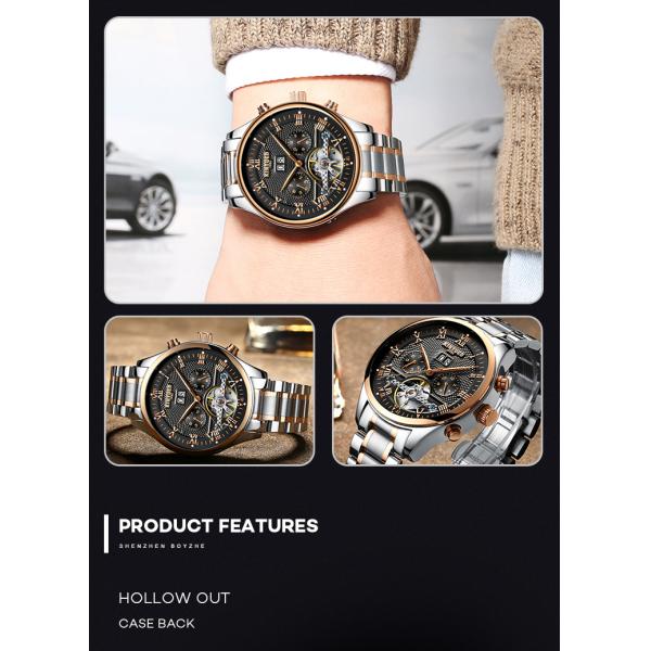 KINYUED In Stock Fancy Watch Tourbillon Power Reserve Watch Automatic Watch Luxury