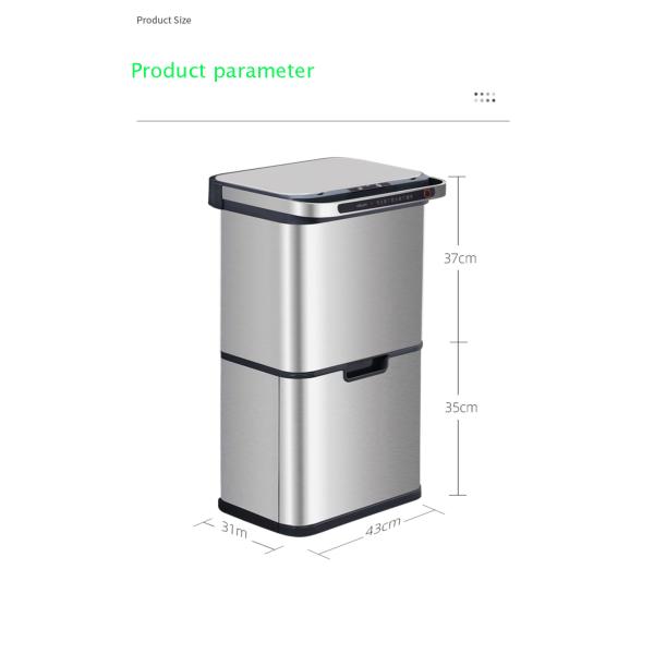 Customized Dry Wet Sorting Trash Can Stainless Intelligent Sensor Trash Can