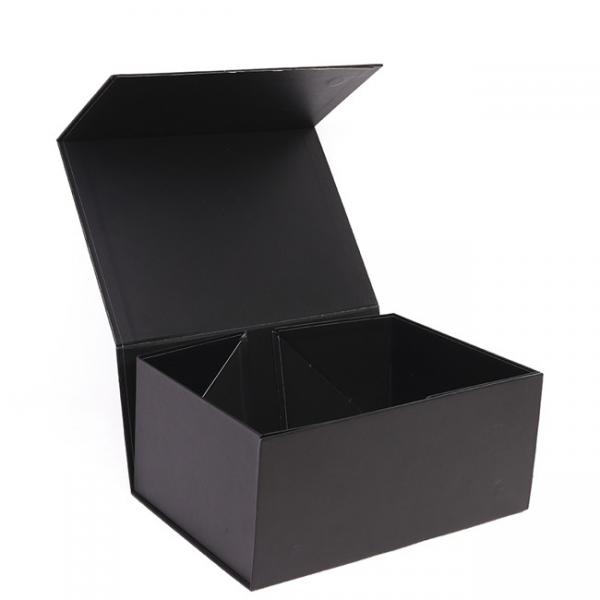 Quality Book Shaped Packaging Paper Box With Magnetic Black And Gold Flip Top for sale