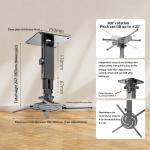 Full Motion Projector Ceiling Mount Adjustable Height Extendable Projector Mount
