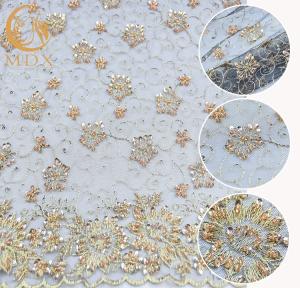 Buy cheap Nigerian Sparkling Sequin Lace Fabric Handmade Sewing Embroidered product