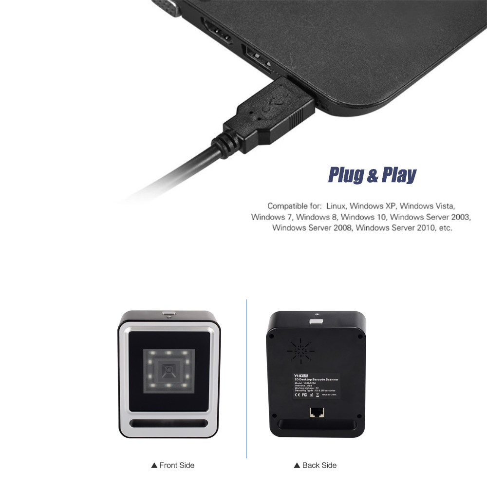 Omnidirectional High Speed Barcode Reader 2D Handsfree Qr Code Desktop Scanner