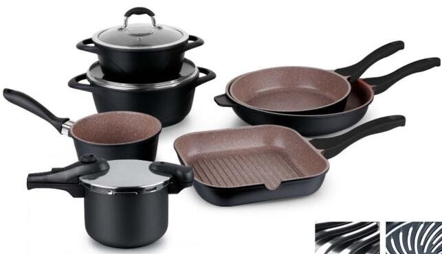2017 new die cast die-casting aluminum energy saving bottom casserole cookware set