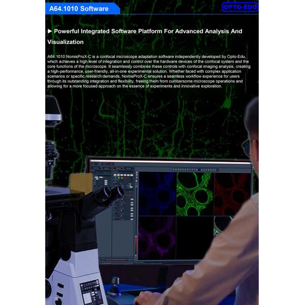 OPTO EDU A64.1010 Full Auto APO Laser Confocal Microscope with Motorized Z Axis and High Speed Hardware Control