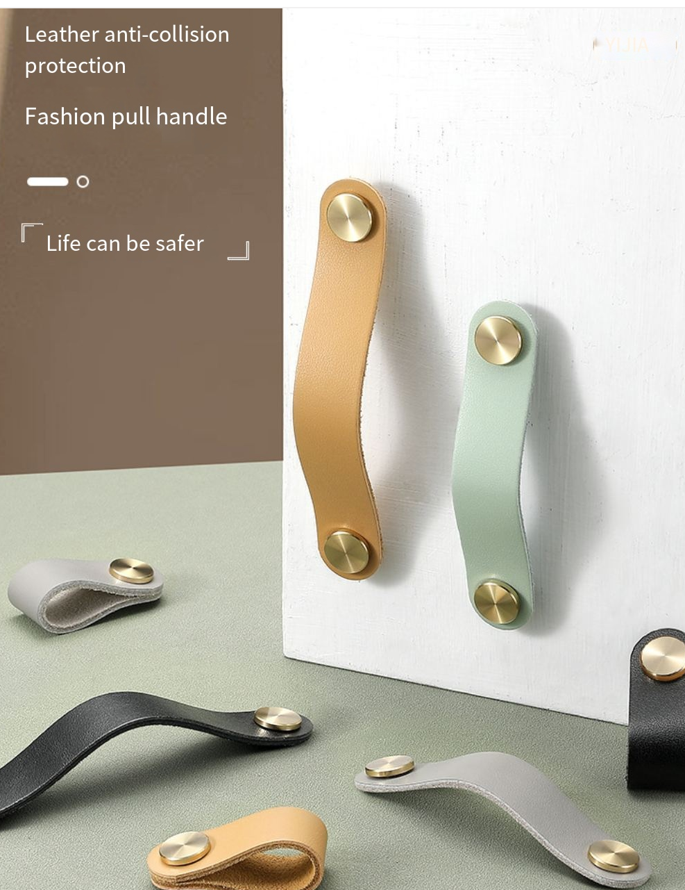 Contemporary Modern Leather Cabinet Knobs Metal Button Drawer Handles for Home Decor & Children's Room Wardrobe Dresser Knobs