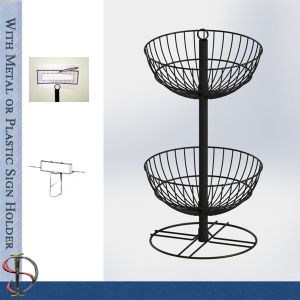 Buy cheap Wire Basket Counter with sign holder / Metal Display Rack with wire baskets for brand gifts / POP display stand product