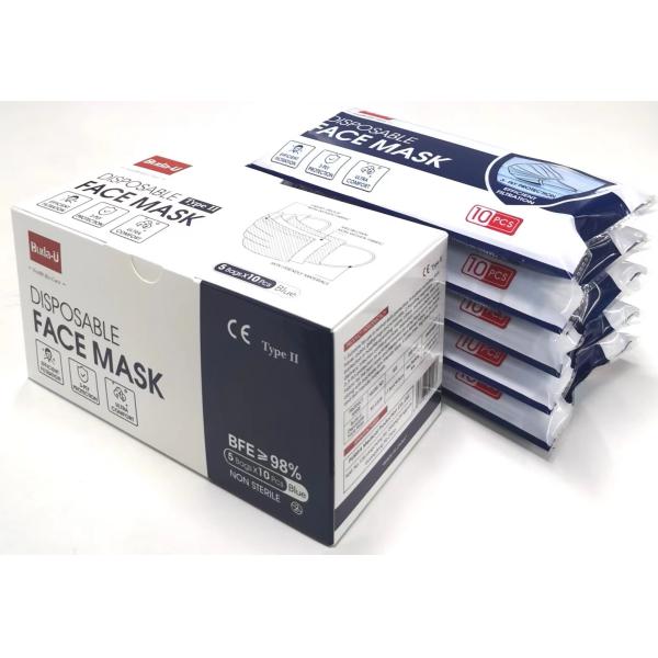 ASTM Level 2 Disposable Medical Protective Mask , FDA Certification And Device Listed , BFE≥98%