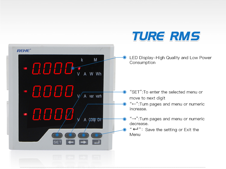 Hot Sale Good Price easy LED Screen 96*96mm Three Phase Multifunction Power Analyzer meter