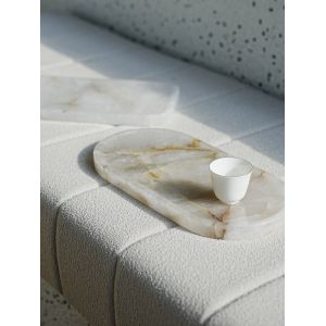 Buy cheap Iran Blanco Cristallo Marble Serving Dish Polished Surface Heat Resistant product