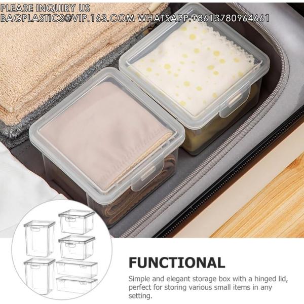 Plastic Storage Box Clear Stackable Storage Containers With Hinged Lids Small Empty Organizer Bins For Food Snacks