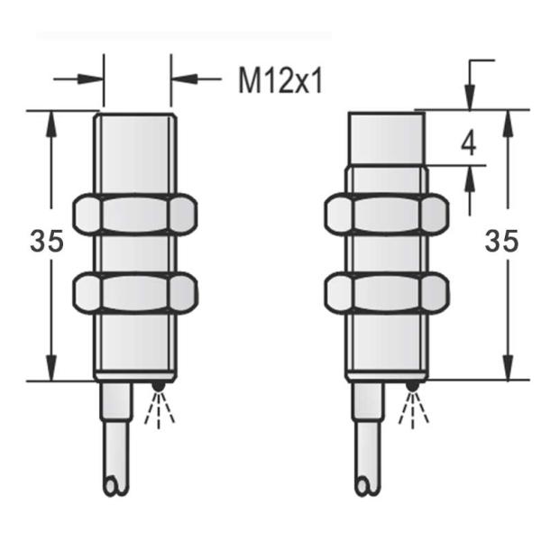 10-30VDC Cylindrical Inductive Proximity Sensor Switch 3 Wire M12 Shorter Metal Tube 35mm Length