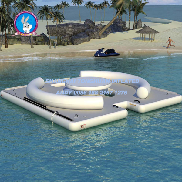 Wholesale Inflatable PVC Water Park Pontoon Floating Platform Tent Dock Island 100-500kg Capacity for 5-10 Passengers