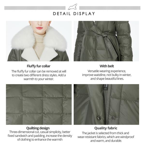 Fox Fur Collar Padded Coat 117cm 119cm Longline Padded Coat