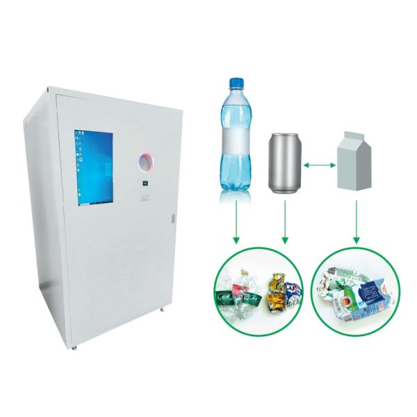 Smart Redemption Kiosk PET / Metal Can Reverse Vending Machine With Coupon For Recycling