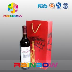 China Biodegradable Customized Paper Bags With PP Rope For Red Wine Bottles Packaging on sale