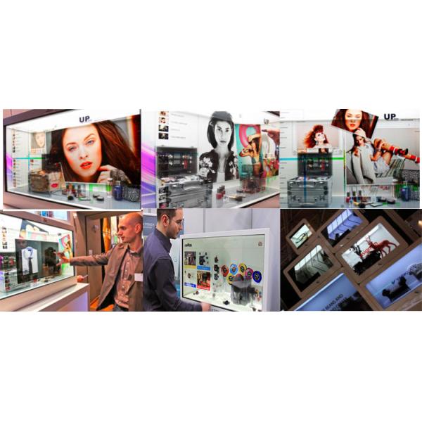 47 See Through Lcd Screen Kiosk Digital Signage , Multitouch Transparent Showcase