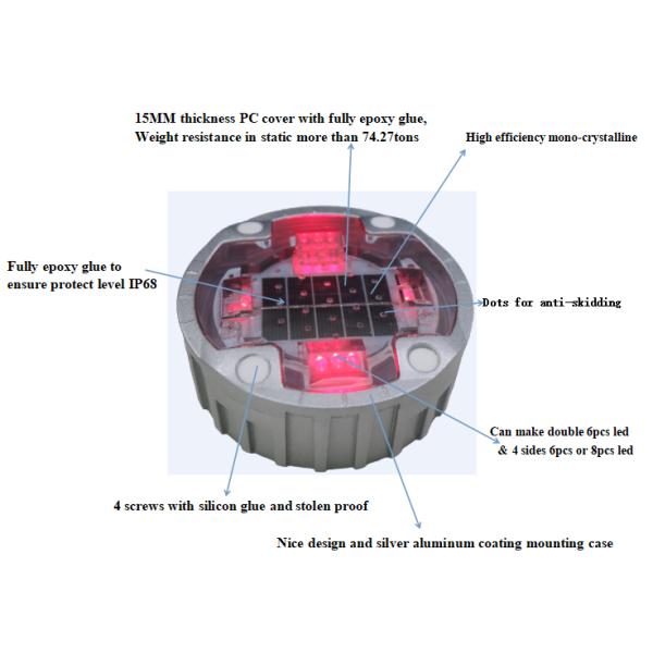 Red CE Approval Height 50mm Underground Solar Light For Warning