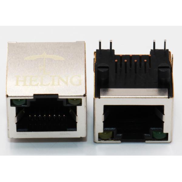 Brass Shielded Right Angle RJ45 Connector , 90 Degree Rj45 Coupler Built - In LED Lamp