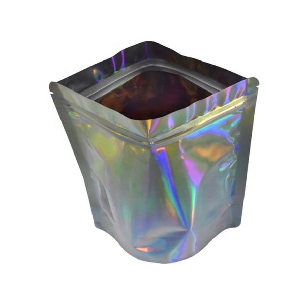 Stand Up Holographic Zipper Packaging Bag Flat Pouches Small Laser Zip Lock Plastic Bags