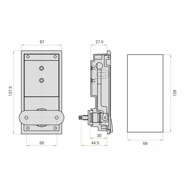 Durable Metal Cabinet Door Locks Silver Powder Coating Surface Finish