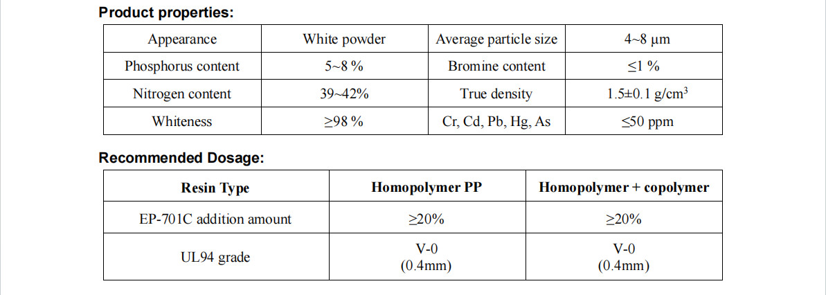 EP-701C Low-Halogen Environmentally Friendly Dropping Flame Retardant White Powder