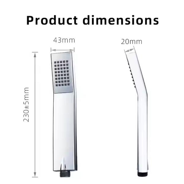 Square ABS Plastic Rainfall Handheld Shower Head With Handheld Sprayer Brushed Finish
