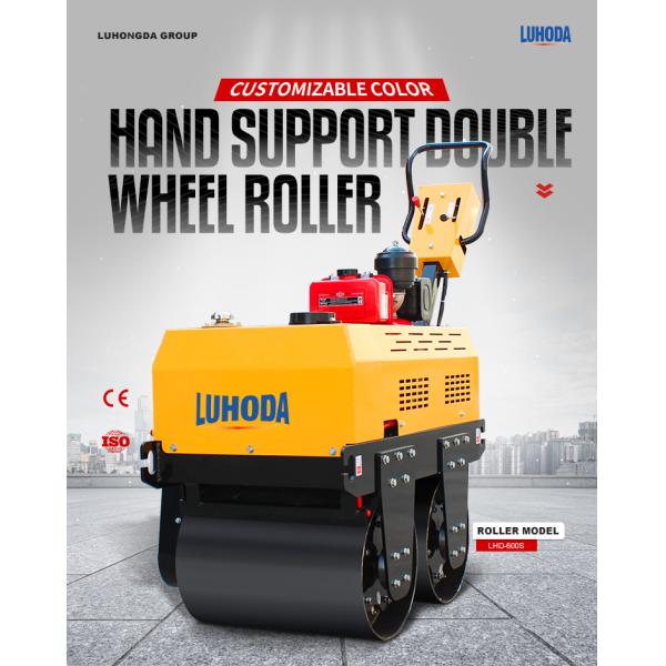 Construction Machinery Small Double Drum Hand Road Roller Soil Compactor Mini Walk Behind Roller Compactor