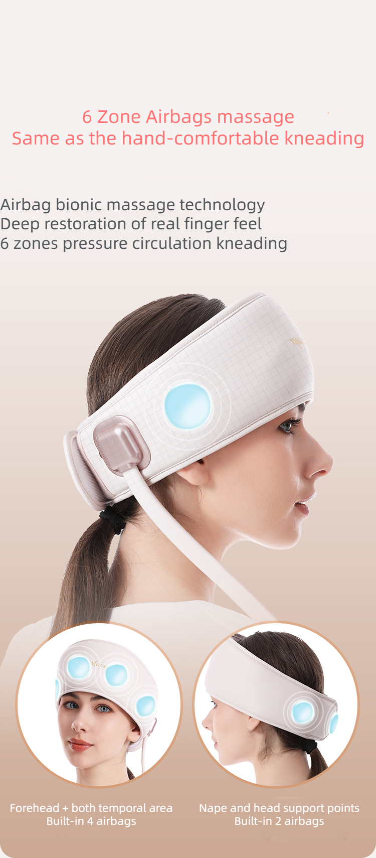 Electric Relaxing Head Massager Heating Wrap 6 Zone Airbag Head Spa Equipment