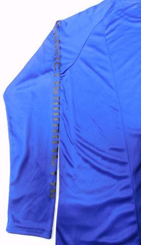 Customzied Brand Crew Neck Fabric 140gsm Long Sleeve Tshirt Bule Color
