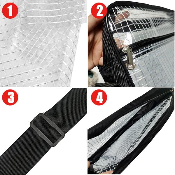 Laminated Mesh Transparent PVC Grid Shoulder Bag Dust Free ESD Anti Static