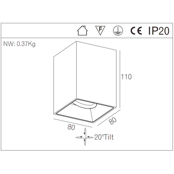 7W Tiltable Surface Mount LED Lights COB Square Ceiling Downlights LED Commercial Lighting