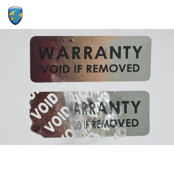 Silver Metalized PET Foil Void Tamper Evident Security Void If Removed Sticker Pet Vinyl