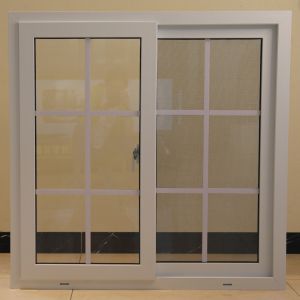 Double Sliding Mesh Flush Sash UPVC Windows Clear Tempered Glass