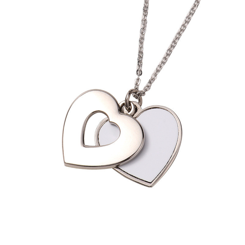Sublimation Heart Shape Sliding Silver Locket Necklace Custom Printing Sublimation DIY Blank Love Necklace Picture Pendant