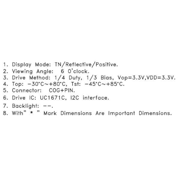 COG Segment LCD Module Reflective Monochrome TN Display Ultra Wide Temperature With Pins