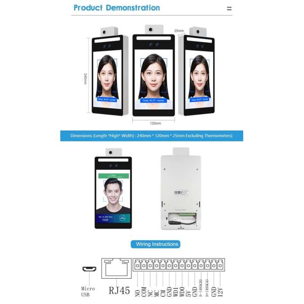 RGB Infrared 1.0m AI Face Recognition Temperature Measurement Terminal