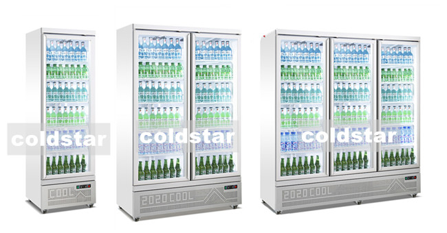 Embraco Compressor R290 Soft Drink Display Fridge 1500L Glass Door Refrigerator Showcase