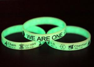 China Luminous Silicone bracelet for boys girls custom logo Wristband Recessed Rubber strap words color size on sale