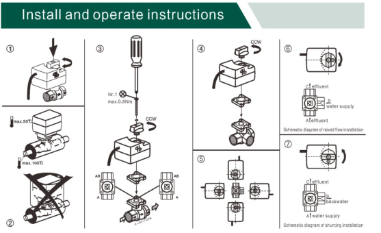 DN20 3 Way Motorized Valve With 0-10V Modulating Output