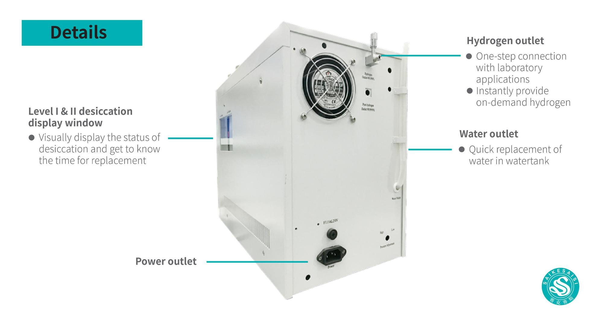 QL-2000B Pem High Pressure Hydrogen Generator 2000ml/Min 485mmx390mmx370mm
