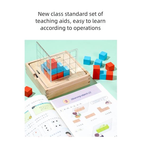 Student Three-view Teaching Aids Grid Observer square Building Block Geometric Graphics Space Thinking Puzzle Training