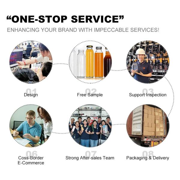 8oz 2oz 16oz French Square Juice Glass Bottles Packaging for Beverage with Plastic Screw Cap