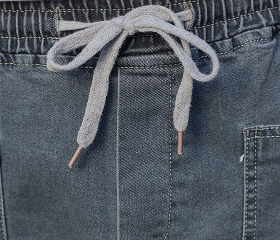 Spring Summer Harem Men Denim Pants Drawstring Waist Jeans With Large Pockets